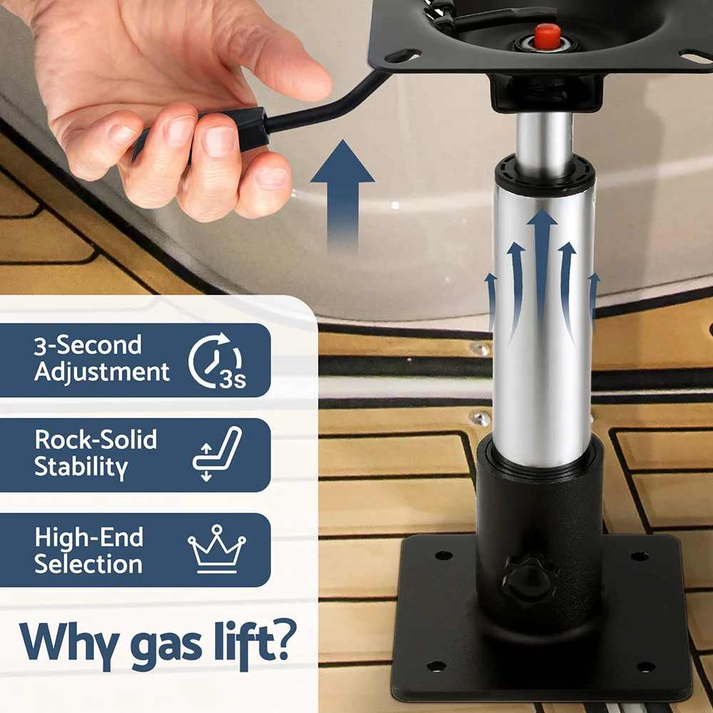 Seamanship Boat Seat Pedestal 34 - 46cm Adjustable Gas Lift 360 Degrees Swivel