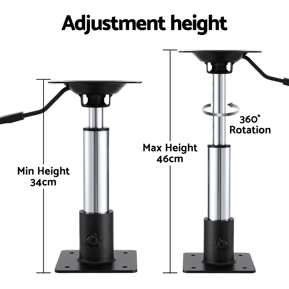 Seamanship Boat Seat Pedestal 34 - 46cm Adjustable Gas Lift 360 Degrees Swivel