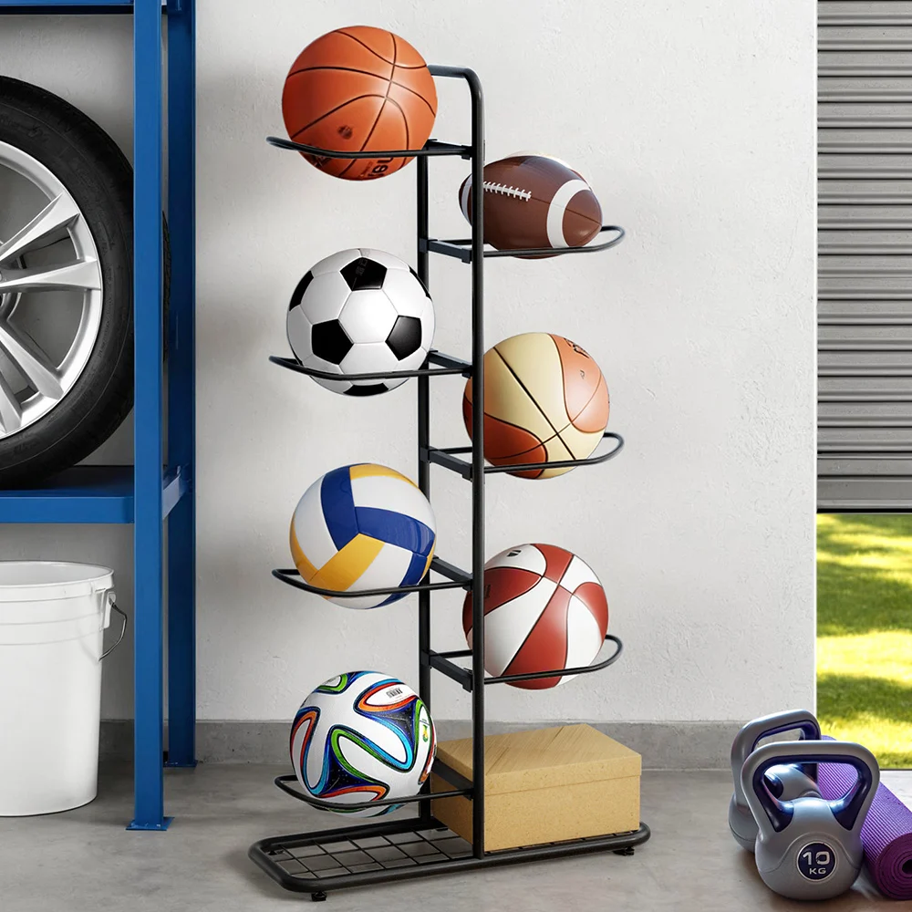 Everfit Ball Storage Rack Sports Equipment Organizer 7-Tier Holder for Garage