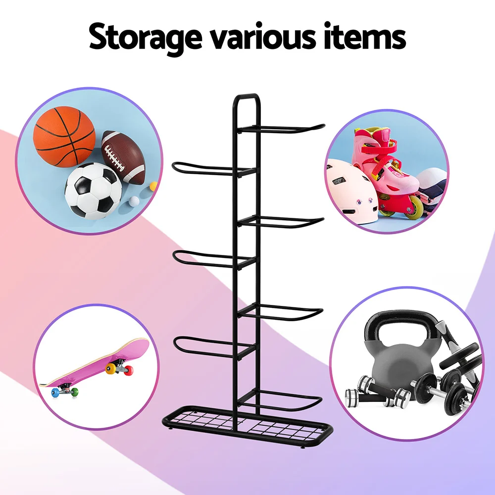 Everfit Ball Storage Rack Sports Equipment Organizer 7-Tier Holder for Garage
