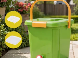 Gardeon 15L Kitchen Compost Bin Food Waste Caddy Drain Tap Green