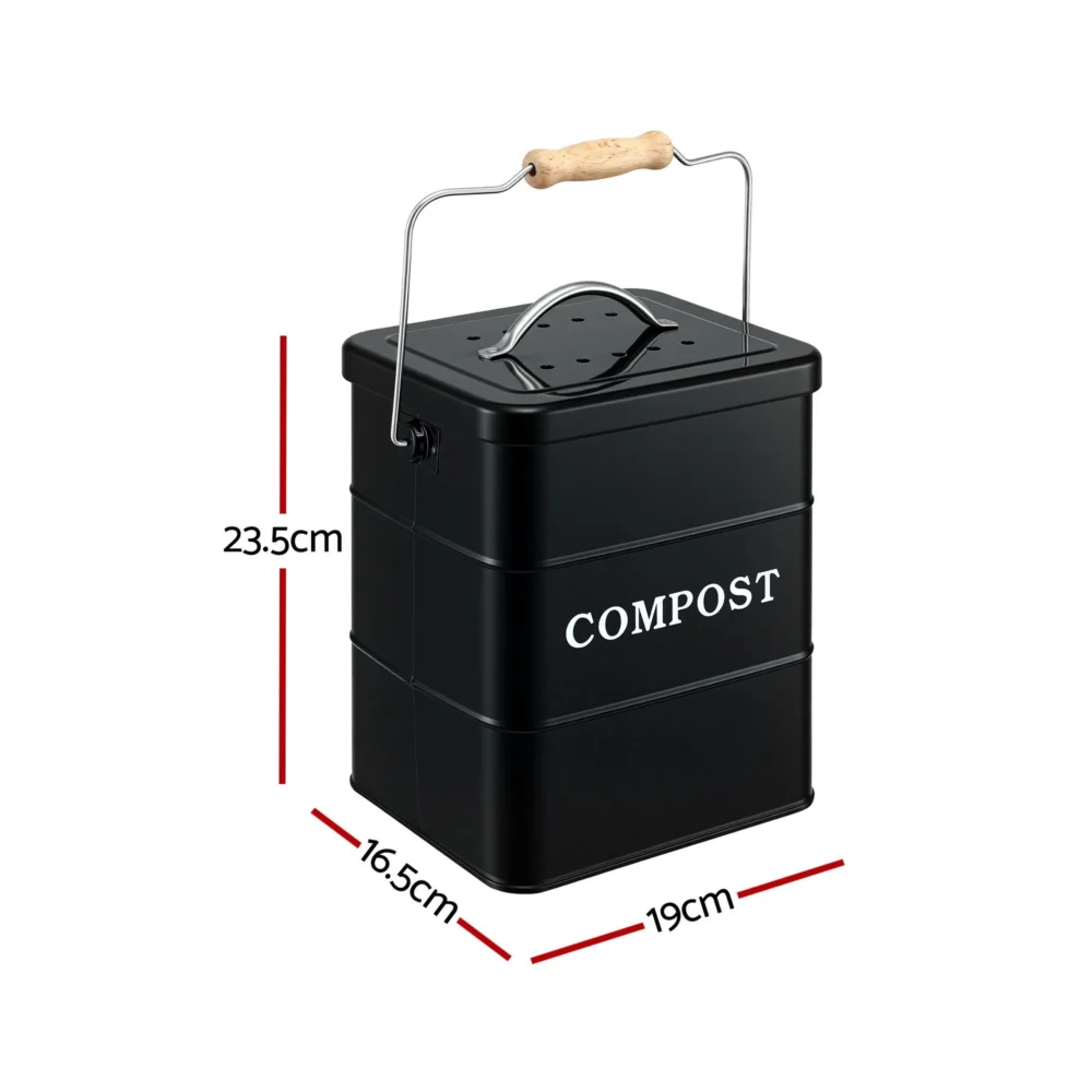 Gardeon 5L Compost Bin Kitchen Countertop Food Waste Caddy Black