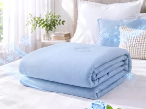 Giselle Cooling Blanket 130cm x 170cm Double Sided Summer Throw Lightweight Blue
