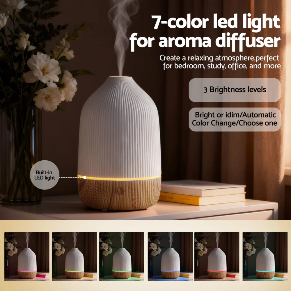 Devanti Ultrasonic Aroma Diffuser Aromatherapy 100ml LED Lights Iron Humidifier