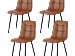 Artiss 4x Dining Chairs Retro PU Leather Kitchen Lounge Cafe Accent Chair Brown