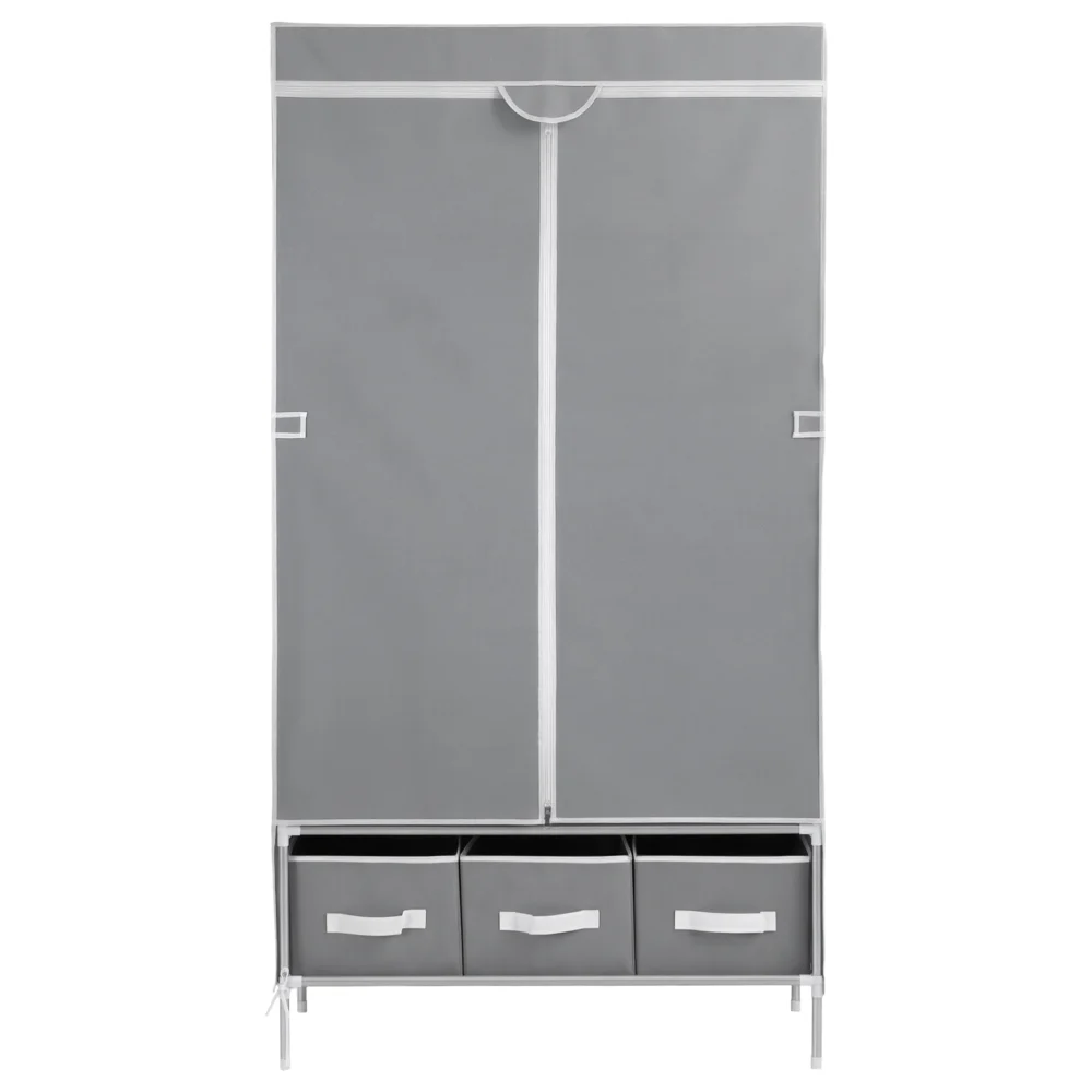 Artiss Large Portable Clothes Closet Wardrobe with Tiebacks Grey