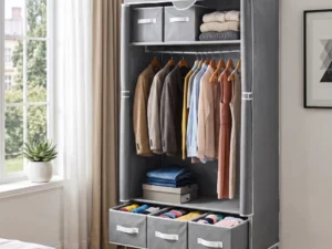 Artiss Large Portable Clothes Closet Wardrobe with Tiebacks Grey