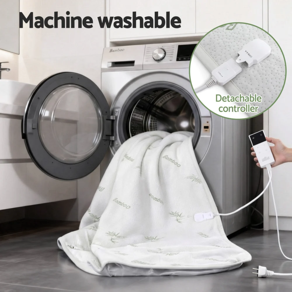 Giselle Electric Blanket Bamboo Fabric Double Fitted Heated Pad Underlay