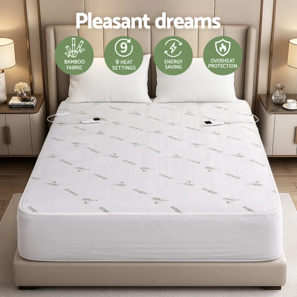 Giselle Electric Blanket Bamboo Fabric Double Fitted Heated Pad Underlay