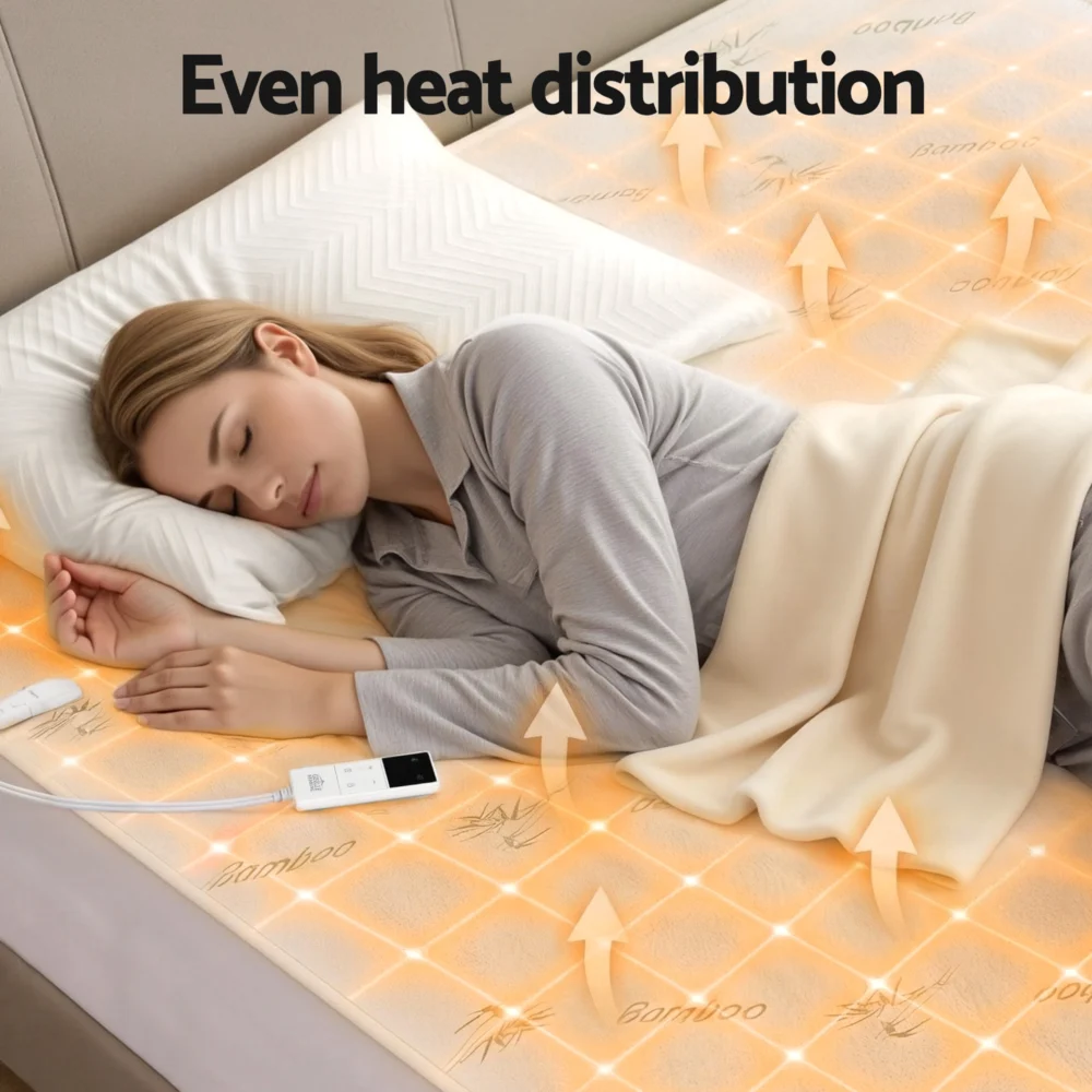 Giselle Electric Blanket Bamboo Fabric Double Fitted Heated Pad Underlay