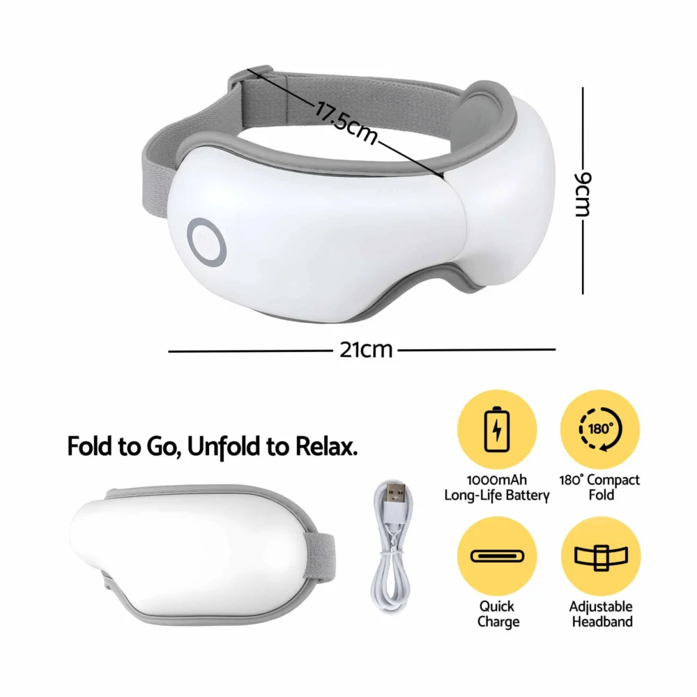 Livemor Eye Massager w/ Heat & Vibration | 180° Foldable Electric Eye Heat Mask