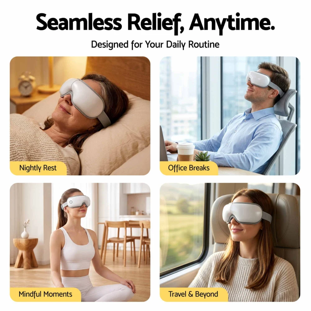 Livemor Eye Massager w/ Heat & Vibration | 180° Foldable Electric Eye Heat Mask