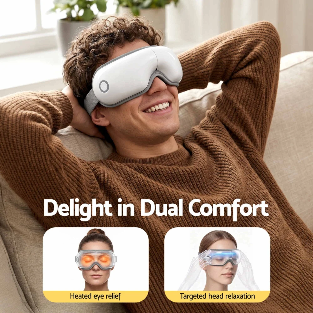 Livemor Eye Massager w/ Heat & Vibration | 180° Foldable Electric Eye Heat Mask