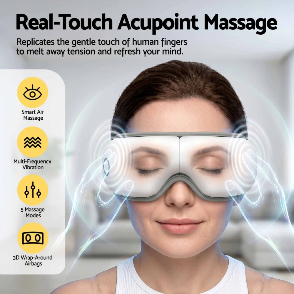 Livemor Eye Massager w/ Heat & Vibration | 180° Foldable Electric Eye Heat Mask