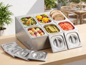 5-Star Chef 6 Pan Food Serving Display Container Stainless Steel Food Container