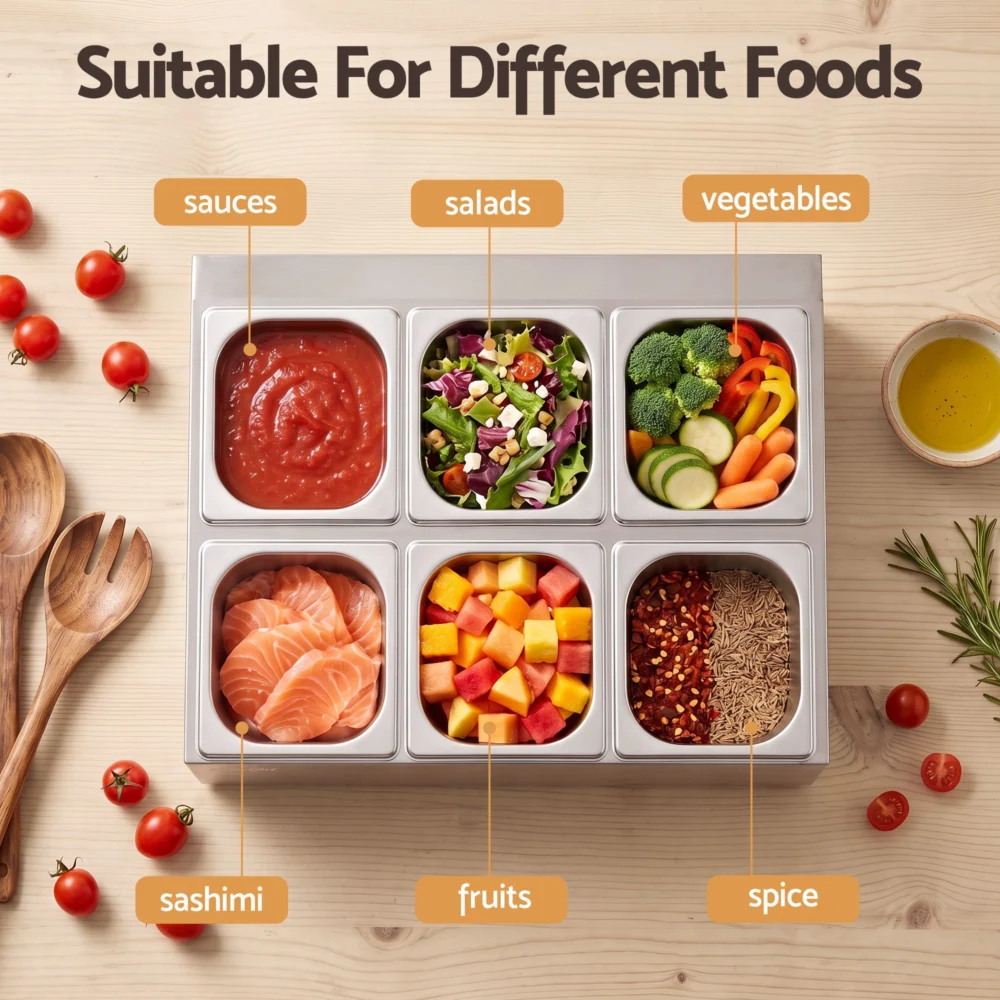 5-Star Chef 6 Pan Food Serving Display Container Stainless Steel Food Container