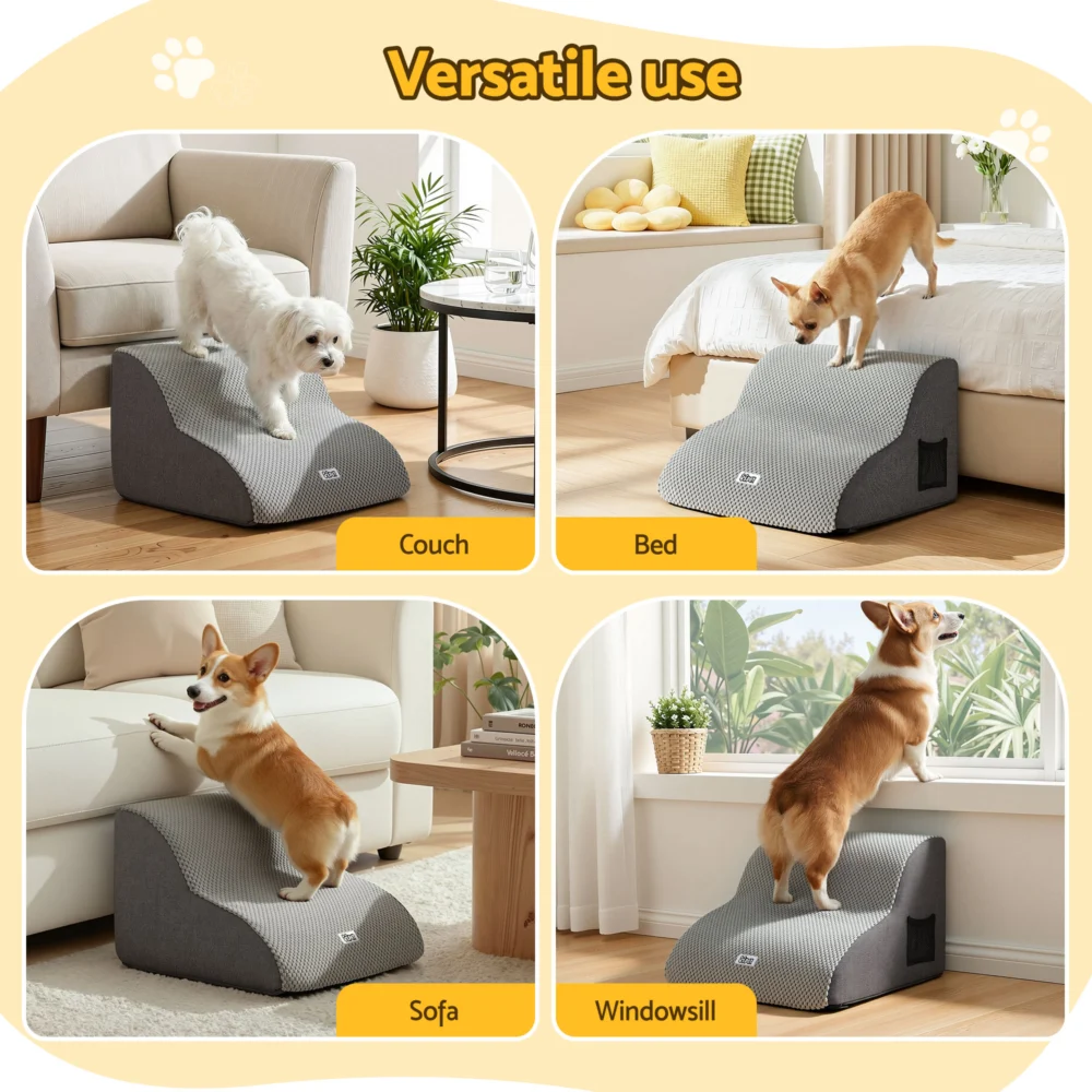 i.Pet Dog Ramp 2 Steps For Small Dogs Bed Sofa Car Foam Non-Slip Pet Cat Stairs
