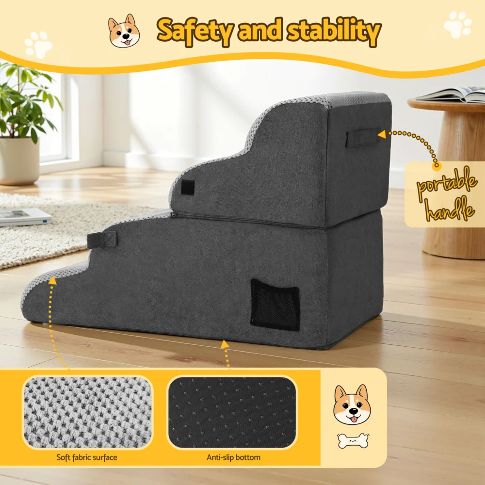 i.Pet Dog Stairs & Bed 2-in-1 Sofa Car Foam Non-Slip Washable Pet Stairs Indoor