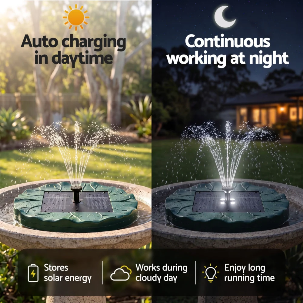 Gardeon Solar Fountain Pumps Bird Bath Floating Lotus Desig Water Feature 31cm