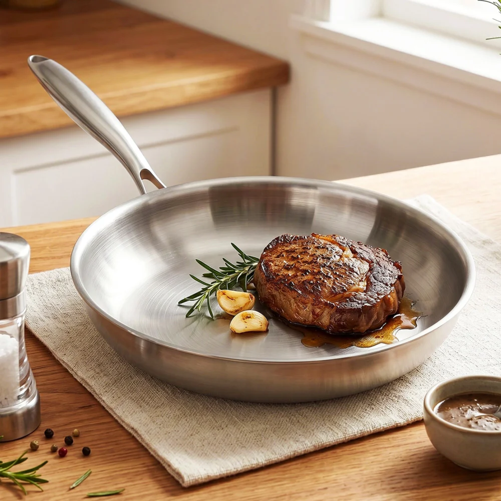 5-Star Chef 30cm Stainless Steel Frying Pan Uncoated Frypan w/ Tri-Ply Body