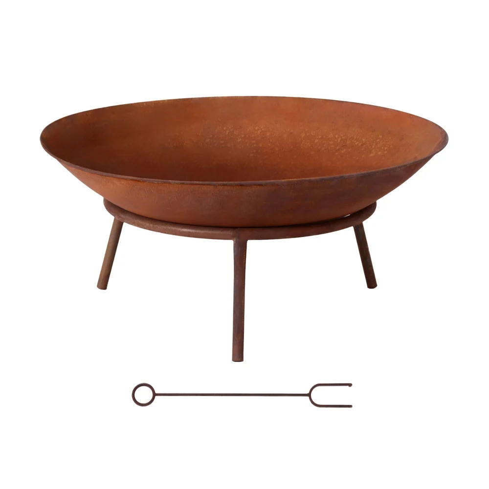 Grillz 56cm Fire Pit Iron Rustic Bowl Outdoor