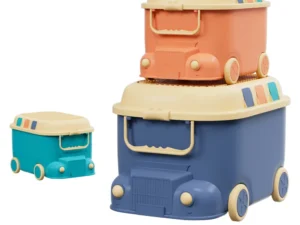 Keezi 3PCS Toy Storage Box Cute Car Toy Container Kids Toys Organiser Snack