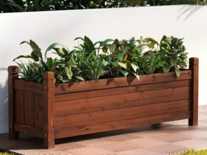 Green Fingers Garden Bed Wooden Planter Box Raised Container Growing 90x30x33cm