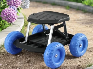 Gardeon Garden Cart Seat w/ Wheels, Rolling Work Stool w/ Tool Storage Tray