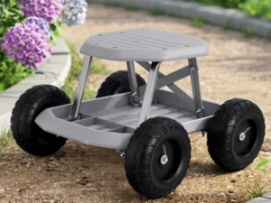 Gardeon Garden Cart Seat w/ Wheels, Rolling Work Stool w/ Tool Storage Tray