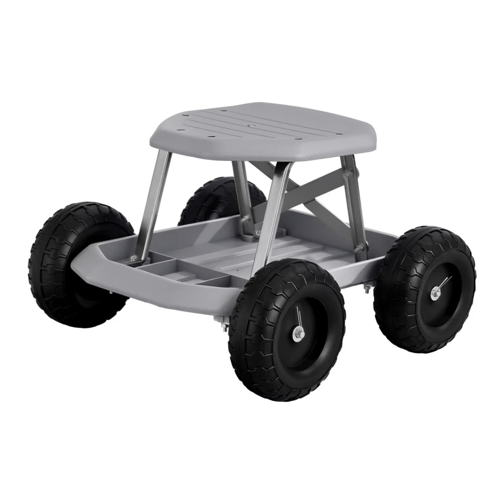 Gardeon Garden Cart Seat w/ Wheels, Rolling Work Stool w/ Tool Storage Tray