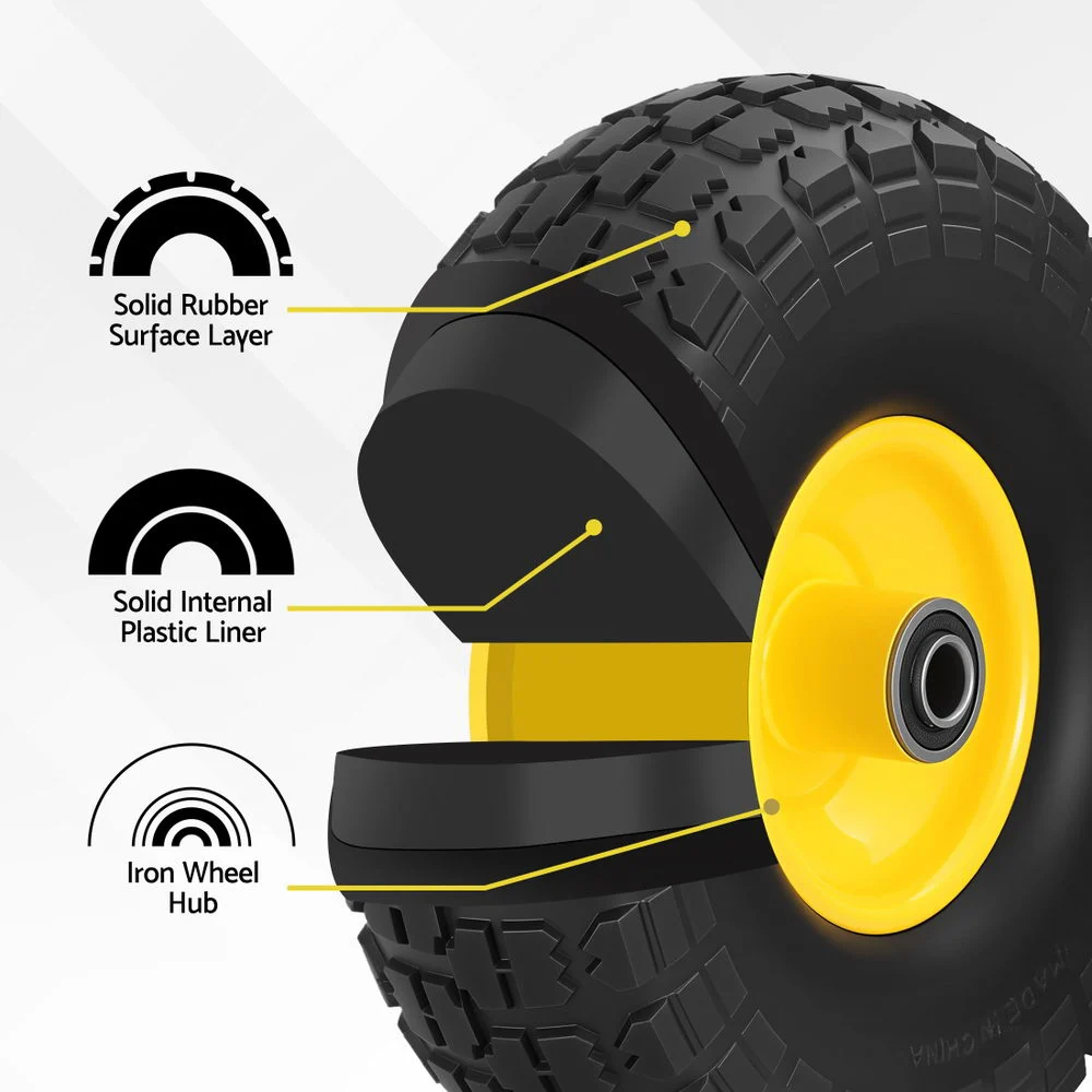 Gardeon 2pcs, 4.10/3.50-4 Tire & Wheel Flat Free, 26cm Solid Rubber Tires w/ 5/8