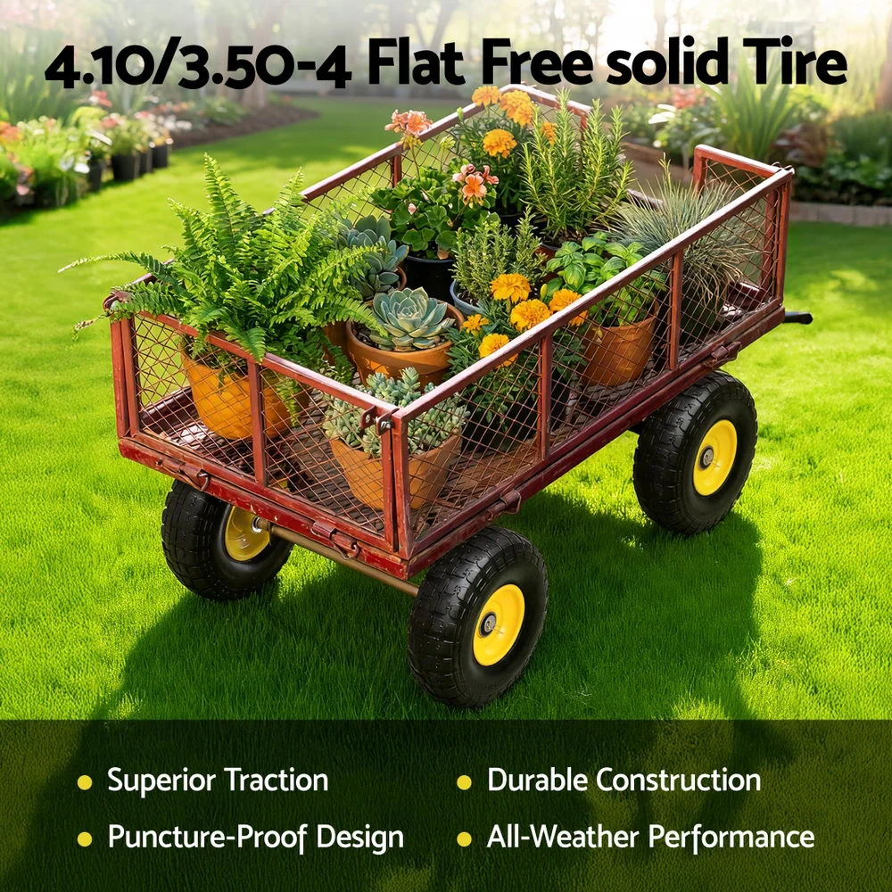 Gardeon 2pcs, 4.10/3.50-4 Tire & Wheel Flat Free, 26cm Solid Rubber Tires w/ 5/8