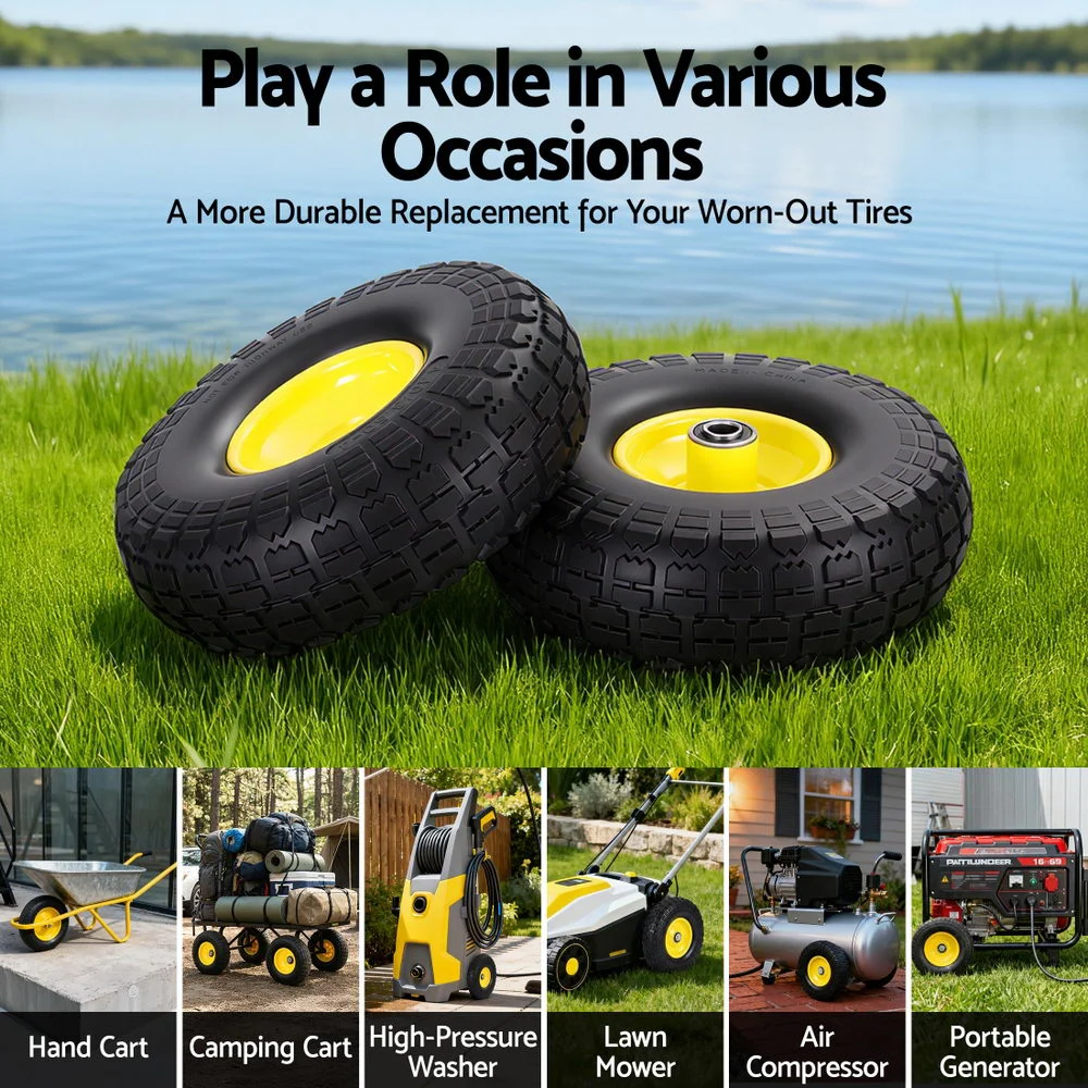 Gardeon 2pcs, 4.10/3.50-4 Tire & Wheel Flat Free, 26cm Solid Rubber Tires w/ 5/8