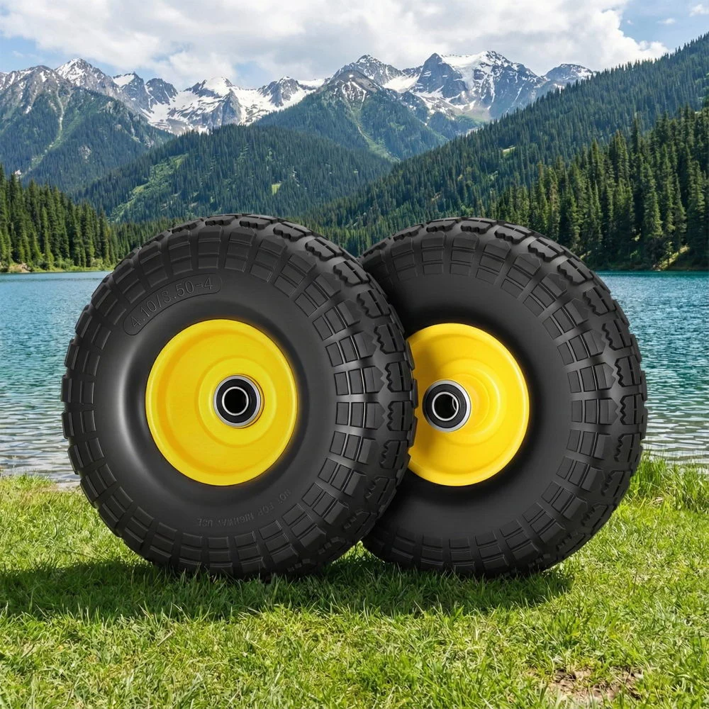 Gardeon 2pcs, 4.10/3.50-4 Tire & Wheel Flat Free, 26cm Solid Rubber Tires w/ 5/8