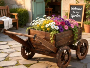 Gardeon Wooden Planter Cart Garden Decor Plant Stand Flower Fir Wood Wagon
