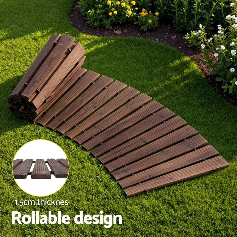 Gardeon 8FT Wooden Garden Pathway Roll-Out Curved Walkway Outdoor Backyard