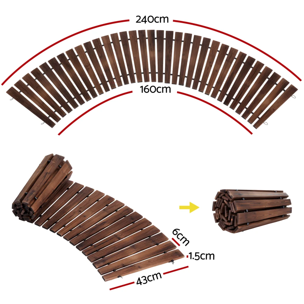 Gardeon 8FT Wooden Garden Pathway Roll-Out Curved Walkway Outdoor Backyard