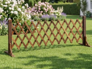 Gardeon Garden Fences Expandable Wooden Trellis Fence Plant Frame 160cm Brown