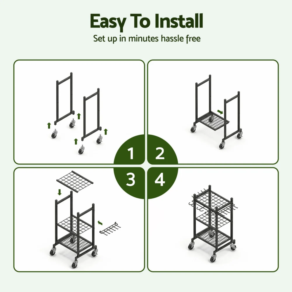 Gardeon Garden Tool Organizer with Wheels Heavy Duty Garage Yard Storage Cart