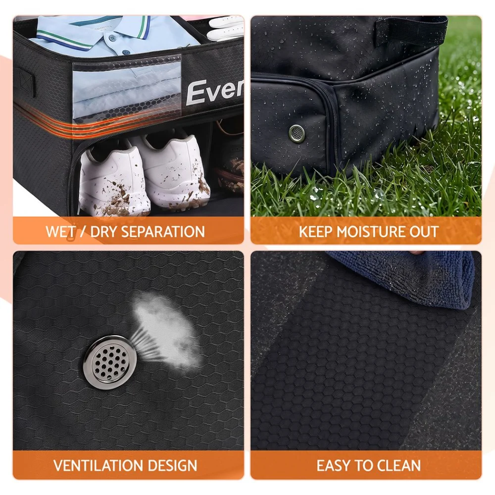 Everfit Golf Storage Bag 2-Tier Trunk Organizer w/ Ventilated Shoe Compartment