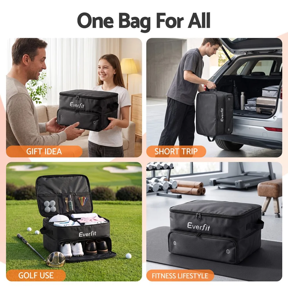 Everfit Golf Storage Bag 2-Tier Trunk Organizer w/ Ventilated Shoe Compartment