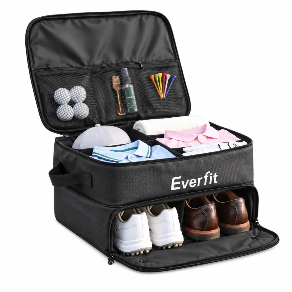 Everfit Golf Storage Bag 2-Tier Trunk Organizer w/ Ventilated Shoe Compartment