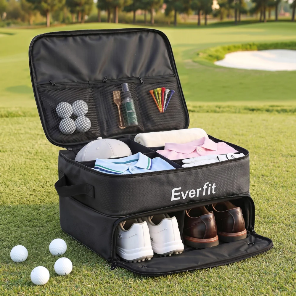 Everfit Golf Storage Bag 2-Tier Trunk Organizer w/ Ventilated Shoe Compartment