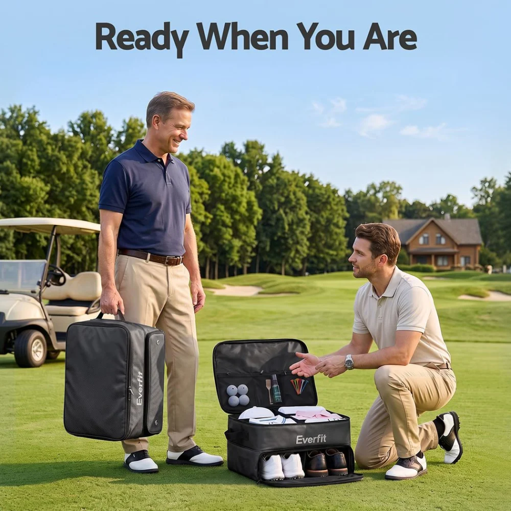 Everfit Golf Storage Bag 2-Tier Trunk Organizer w/ Ventilated Shoe Compartment