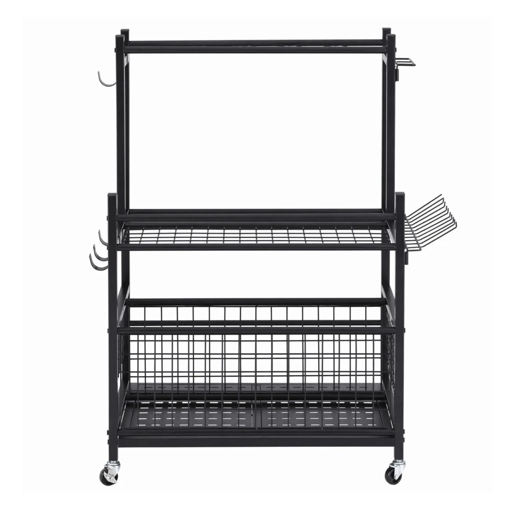 Gardeon Garden Tool Organizer Rack 16 Slots Rolling Garage Storage with Hooks