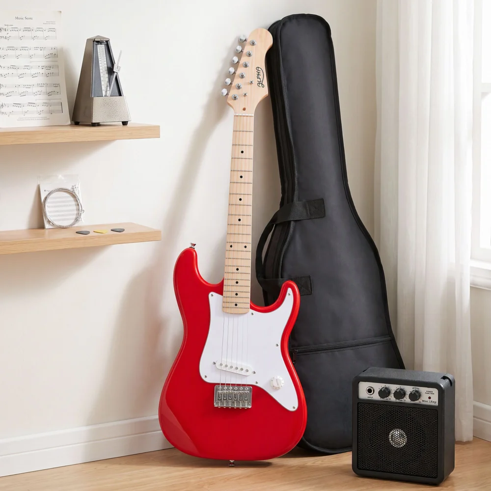Alpha 30 Inch Junior Electric Guitar Beginner Set w/ 3W Mini Amp Carry Bag &