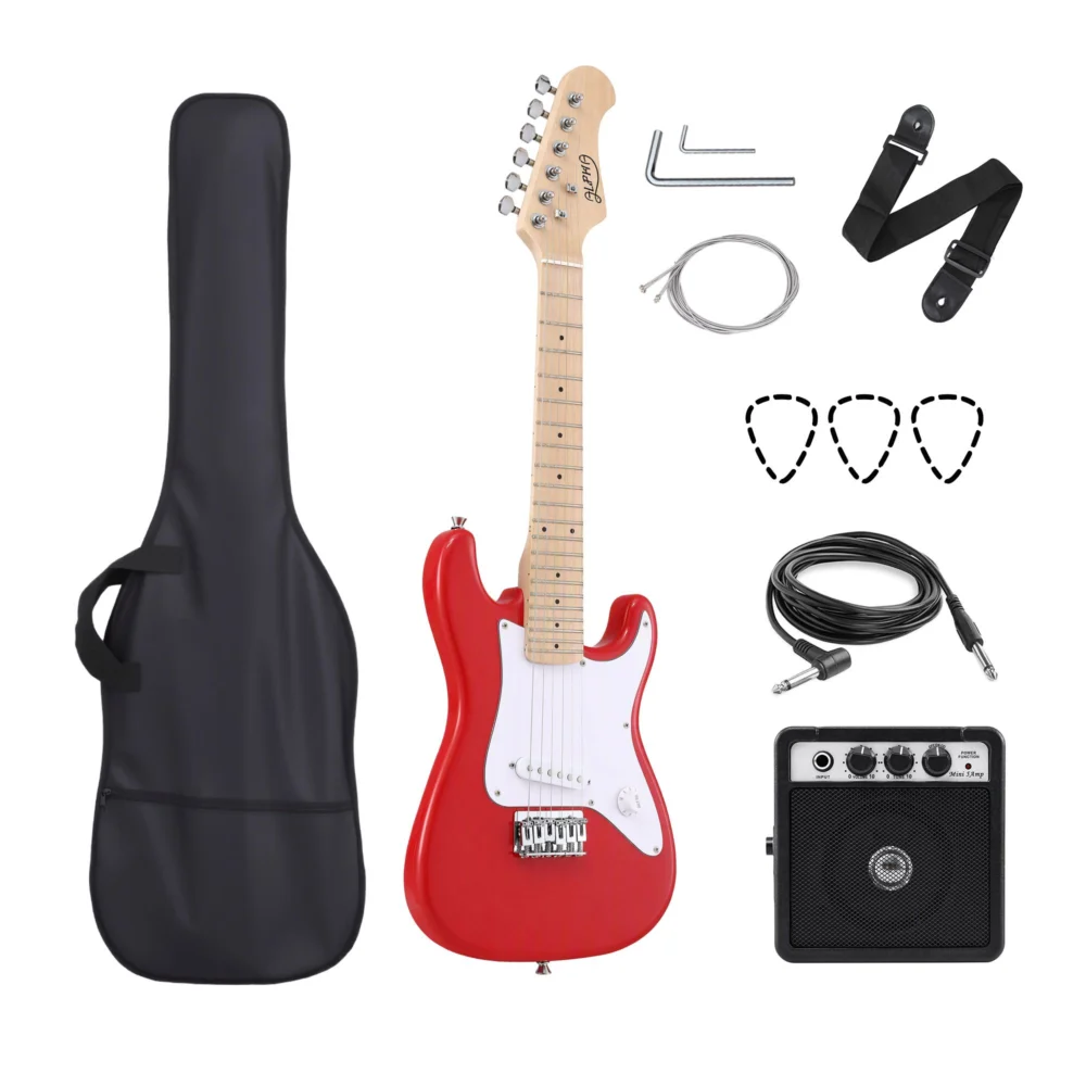 Alpha 30 Inch Junior Electric Guitar Beginner Set w/ 3W Mini Amp Carry Bag &