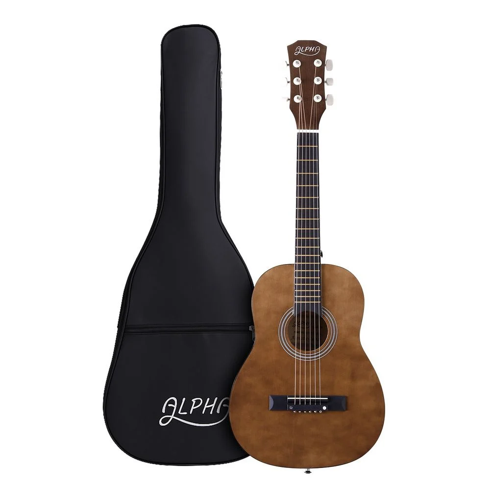 Alpha 31 Inch Acoustic Guitar Portable Design w/ Steel Strings & Gig Bag Natural