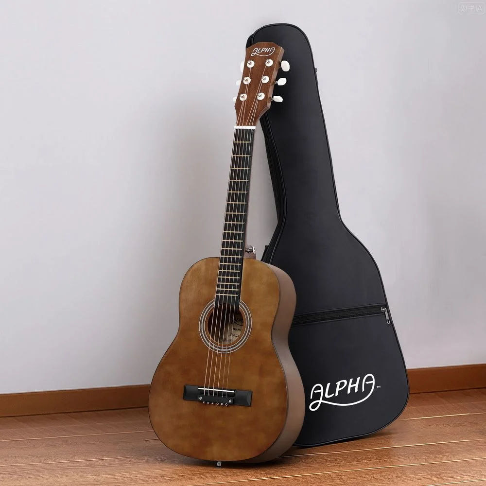 Alpha 31 Inch Acoustic Guitar Portable Design w/ Steel Strings & Gig Bag Natural