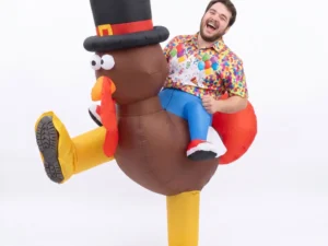 Inflatable Costume Ride On Turkey Fancy Dress Funny Party Outfit Brown One Size